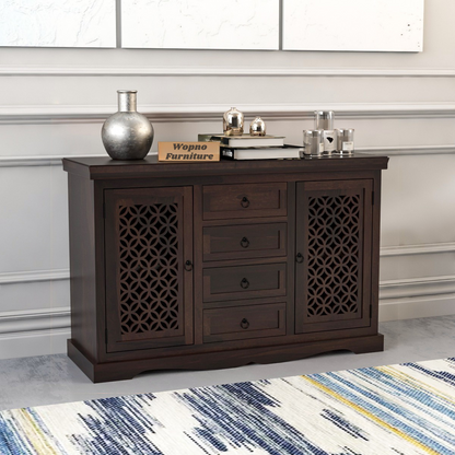 Pivra Solid Sheesham Wood Sideboard and Cabinets (Walnut Finish)