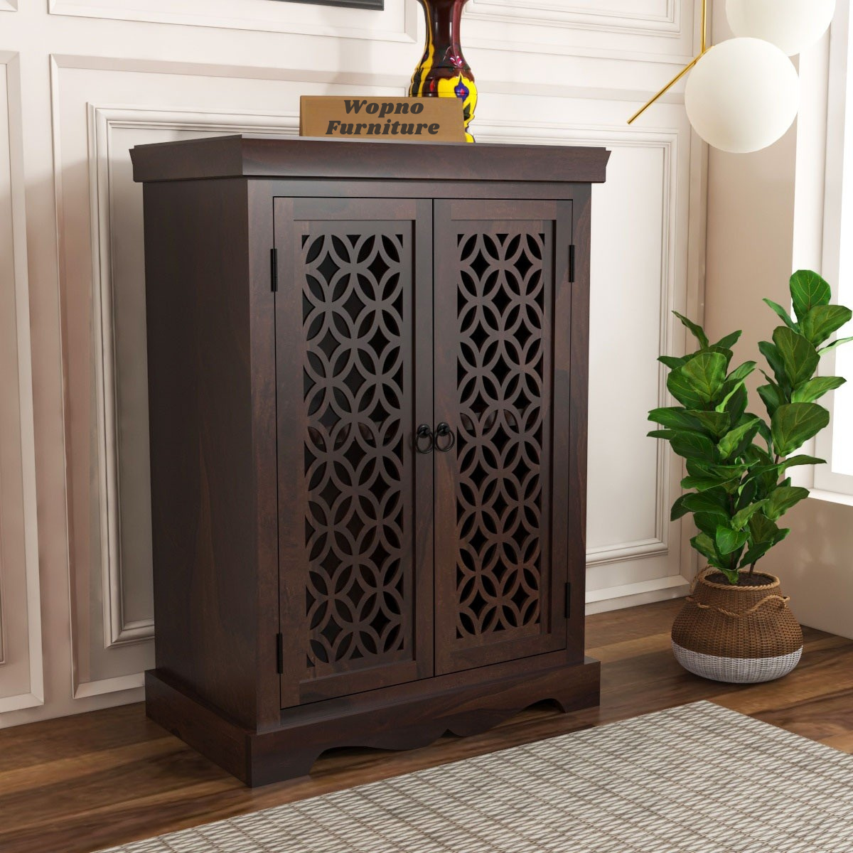 Pivra Solid Sheesham Wood Sideboard and Cabinets (Walnut  Finish)