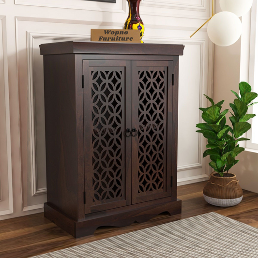 Pivra Solid Sheesham Wood Sideboard and Cabinets (Walnut  Finish)