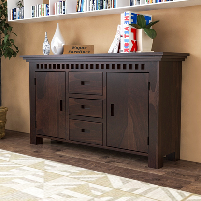 Pivra Solid Sheesham Wood Sideboard and Cabinets (Walnut Finish)