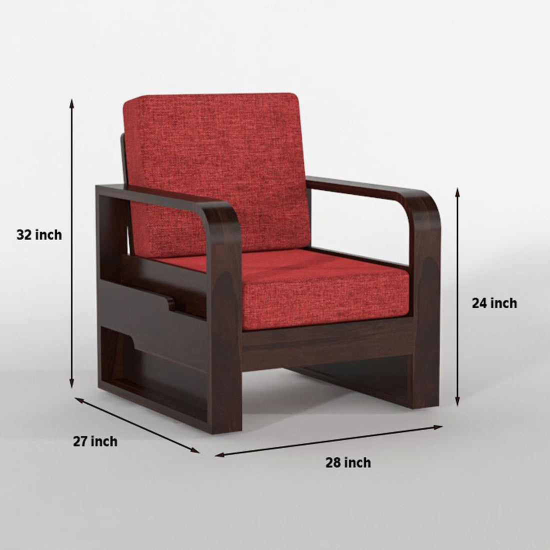 Wovian Solid Sheesham Wooden 1 Seater Sofa Set (Walnut Finish)