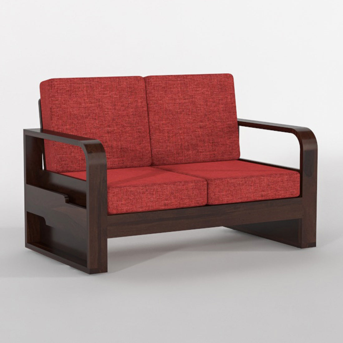 Juvric Solid Sheesham Wooden 2 Seater Sofa Set (Walnut Finish)