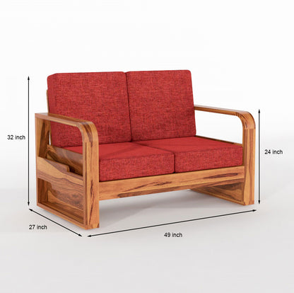Juvric Solid Sheesham Wooden 2 Seater Sofa Set (Honey Finish)