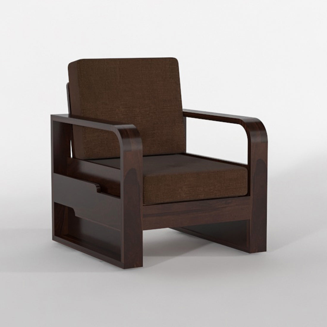 Wovian Solid Sheesham Wooden 1 Seater Sofa Set (Walnut Finish)