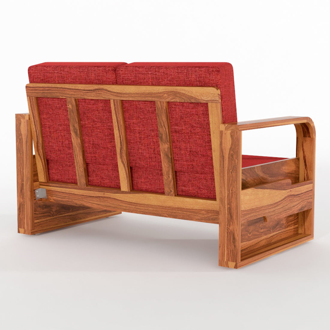 Juvric Solid Sheesham Wooden 2 Seater Sofa Set (Honey Finish)