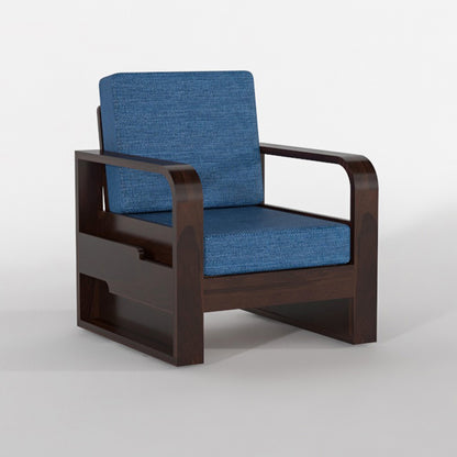 Wovian Solid Sheesham Wooden 1 Seater Sofa Set (Walnut Finish)