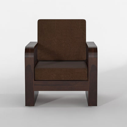 Wovian Solid Sheesham Wooden 1 Seater Sofa Set (Walnut Finish)