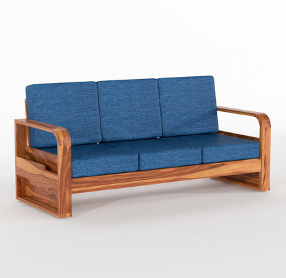 Calven Sheesham Wooden 3 Seater Sofa Set (Honey Finish)