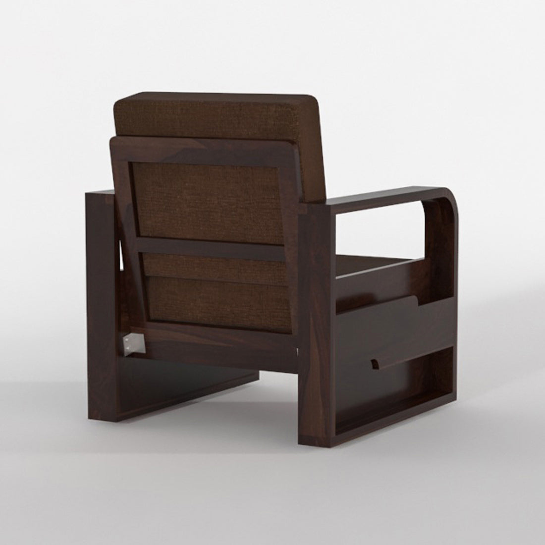 Wovian Solid Sheesham Wooden 1 Seater Sofa Set (Walnut Finish)