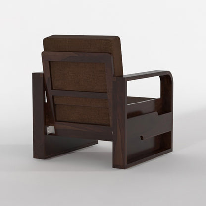 Wovian Solid Sheesham Wooden 1 Seater Sofa Set (Walnut Finish)