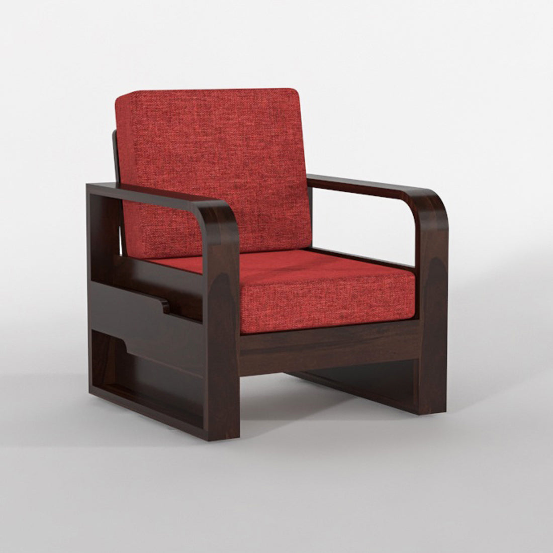 Wovian Solid Sheesham Wooden 1 Seater Sofa Set (Walnut Finish)