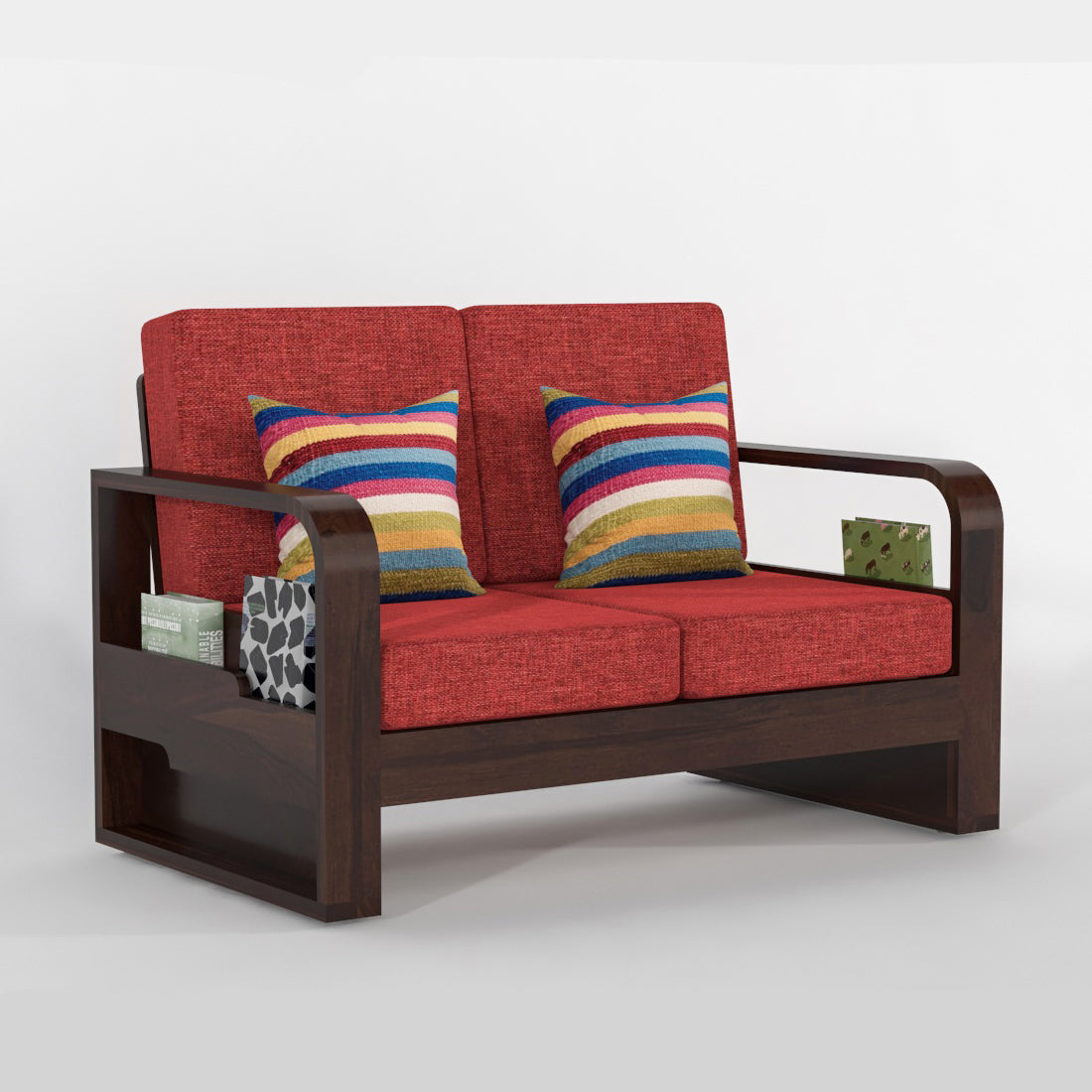 Juvric Solid Sheesham Wooden 2 Seater Sofa Set (Walnut Finish)