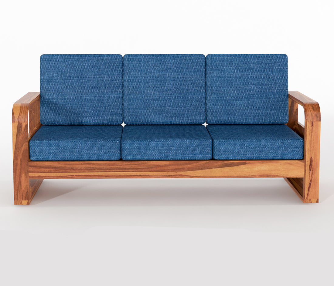 Calven Sheesham Wooden 3 Seater Sofa Set (Honey Finish)