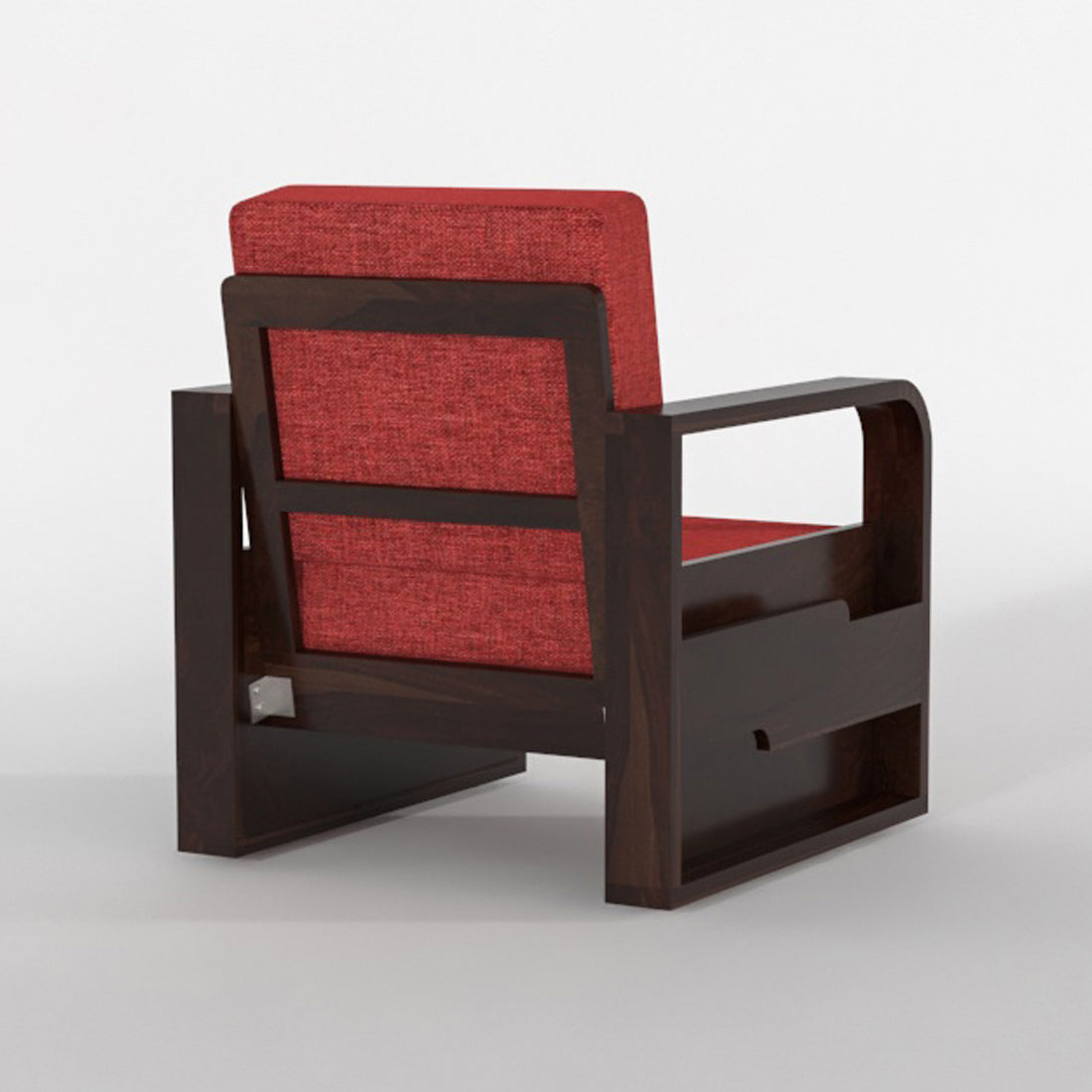 Wovian Solid Sheesham Wooden 1 Seater Sofa Set (Walnut Finish)