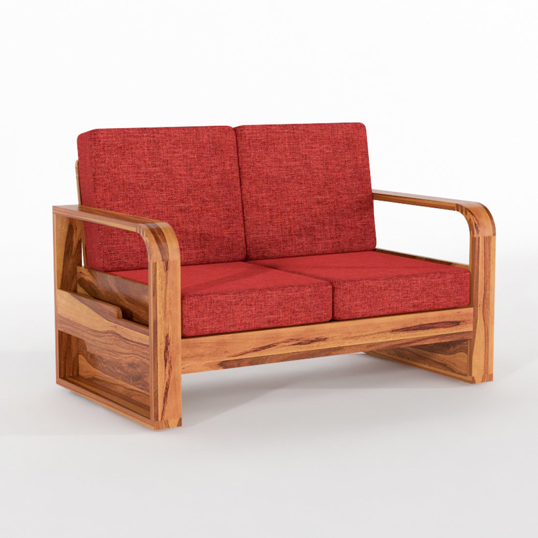 Juvric Solid Sheesham Wooden 2 Seater Sofa Set (Honey Finish)