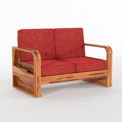 Juvric Solid Sheesham Wooden 2 Seater Sofa Set (Honey Finish)