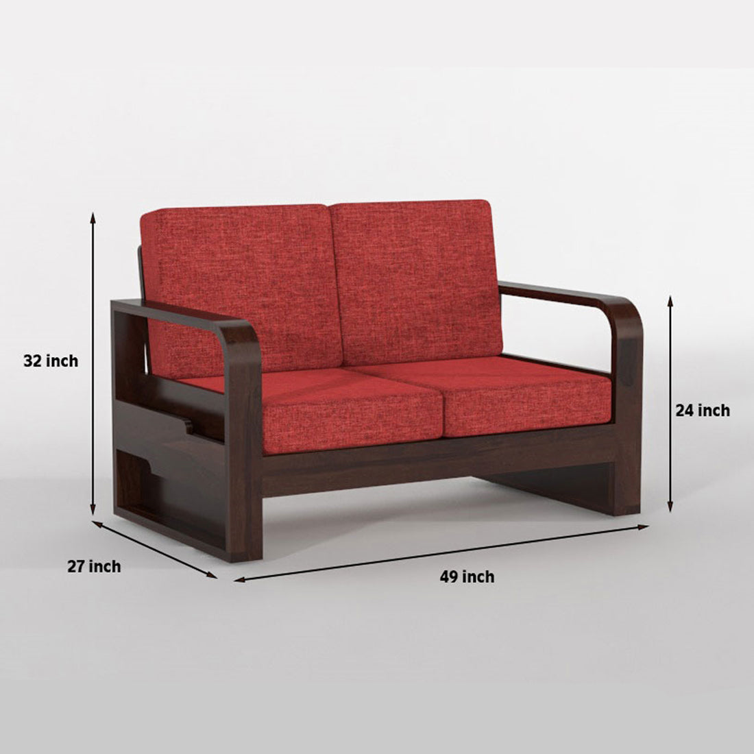 Juvric Solid Sheesham Wooden 2 Seater Sofa Set (Walnut Finish)