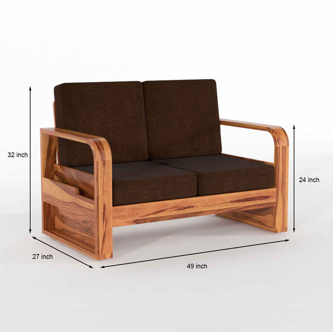 Juvric  Solid Sheesham Wooden 2 Seater Sofa Set (Honey Finish)