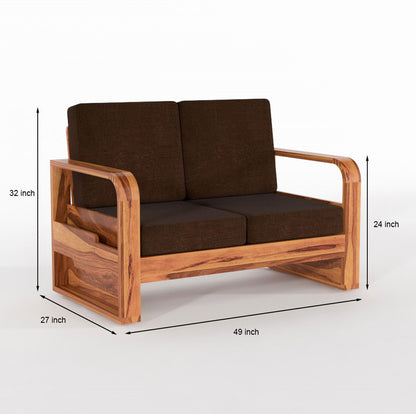 Juvric  Solid Sheesham Wooden 2 Seater Sofa Set (Honey Finish)
