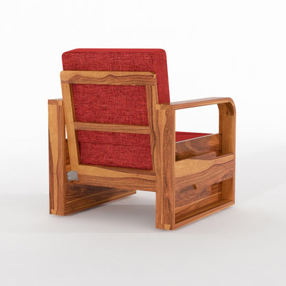 Wovian Solid Sheesham Wooden 1 Seater Sofa Set (Honey  Finish)