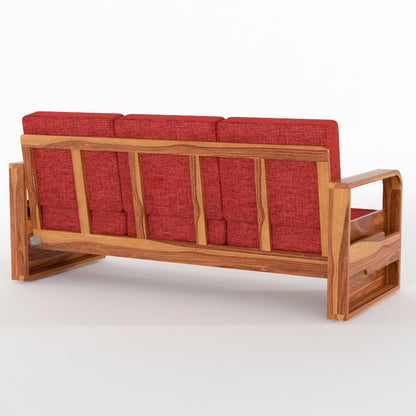 Calven Sheesham Wooden 3 Seater Sofa Set (Honey Finish)