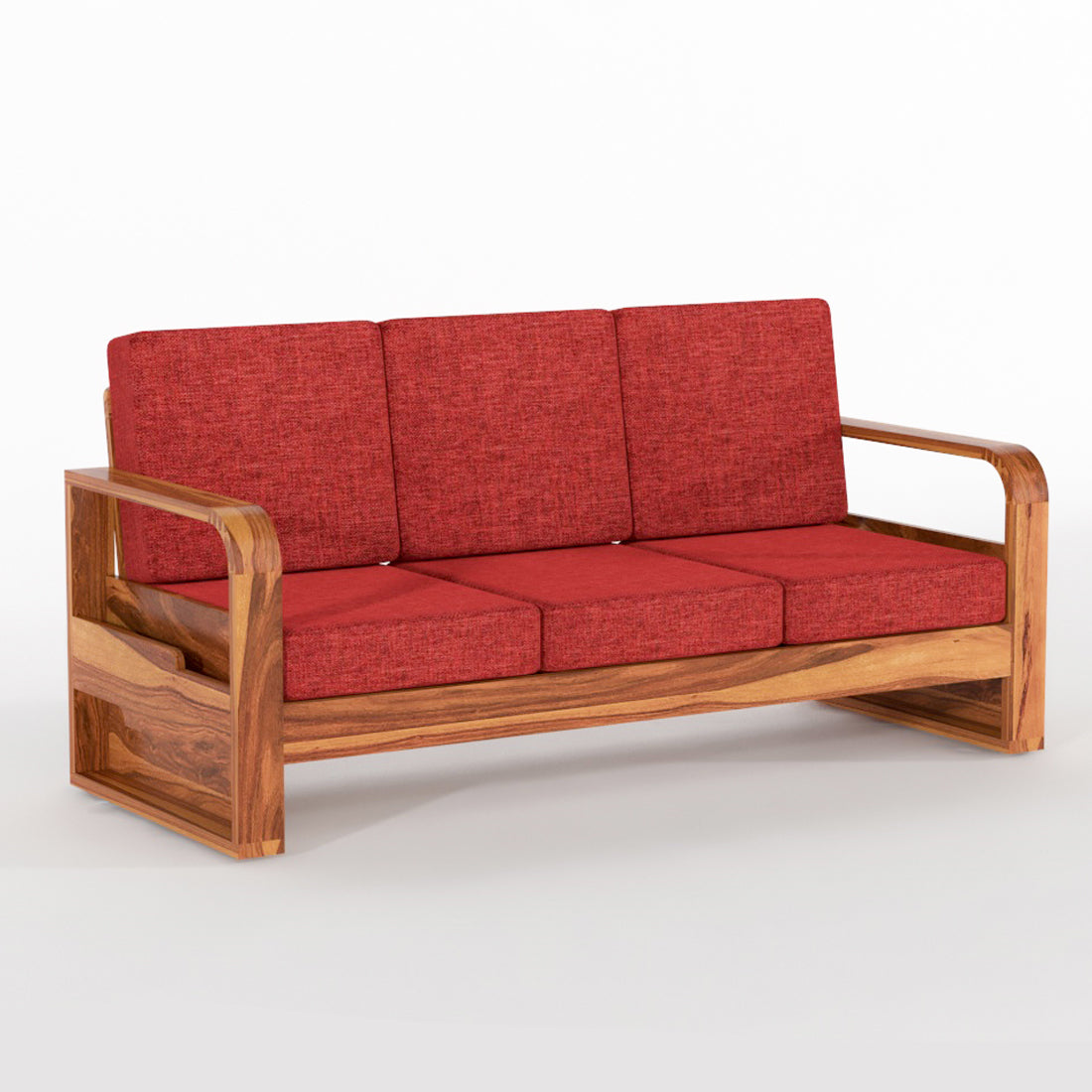 Calven Sheesham Wooden 3 Seater Sofa Set (Honey Finish)