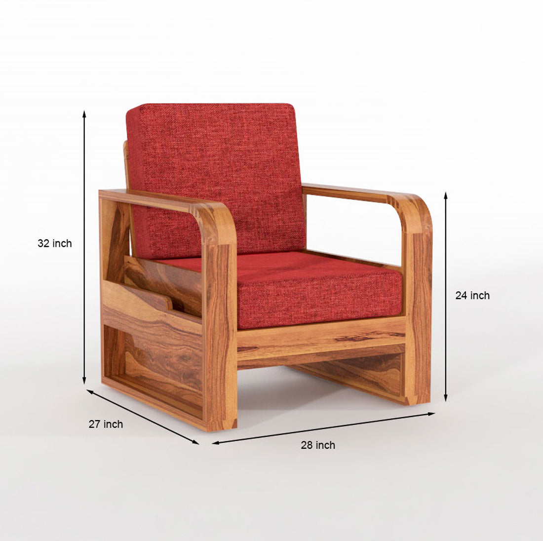 Wovian Solid Sheesham Wooden 1 Seater Sofa Set (Honey  Finish)