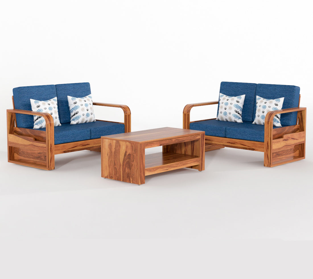 Orynel Sheesham Wooden 4 Seater Sofa Set (Honey Finish)