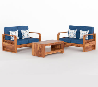 Orynel Sheesham Wooden 4 Seater Sofa Set (Honey Finish)