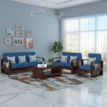 Zandor Sheesham Wooden 6 Seater Sofa Set (Walnut Finish)