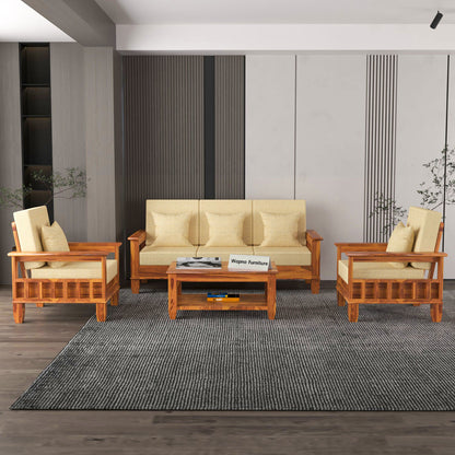 Trivralionel 5  Seater Solid Sheesham Wood Sofa Set 3+1+1 (Honey Finish)