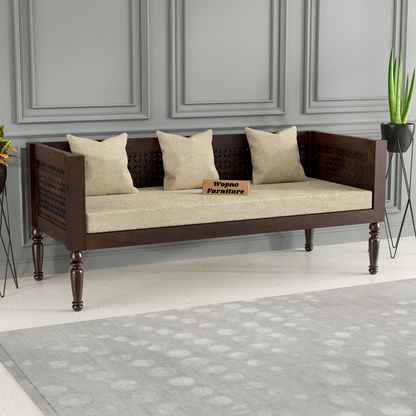 Exrel  Solid Sheesham Wooden 3 Seater Sofa (Walnut Finish )