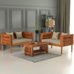 Marvon  Solid Sheesham Wooden 4 Seater Sofa Set (Honey Finish )