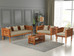 Ulnor   Solid Sheesham  Wooden 6 Seater Sofa Set (Honey Finish)