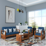 Brivon Sheesham Wooden 5 Seater Sofa Set (Honey Finish)