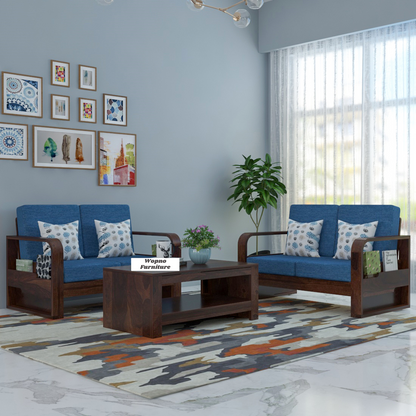 Orynel Sheesham Wooden 4 Seater Sofa Set (Walnut Finish)