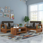 Orynel Sheesham Wooden 4 Seater Sofa Set (Honey Finish)