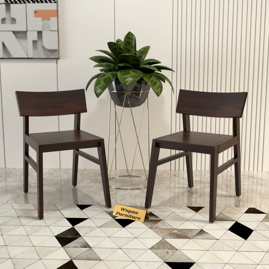 Torric Solid  Sheesham Wooden Two Dining Chair Set (Walnut Finish)