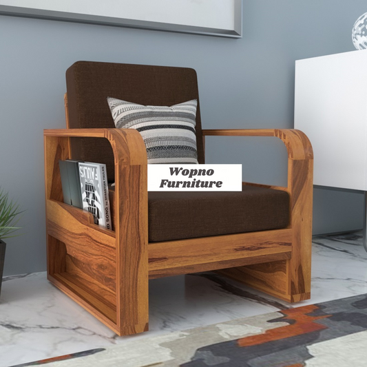 Wovian Solid Sheesham Wooden 1 Seater Sofa Set (Honey  Finish)