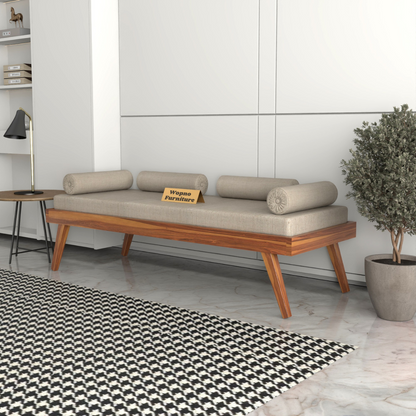 Lomric Solid Sheesham Wood Diwan Bed (Honey Finish )