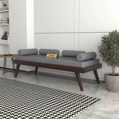 Lomric Solid Sheesham Wood Diwan Bed (Walnut Finish )