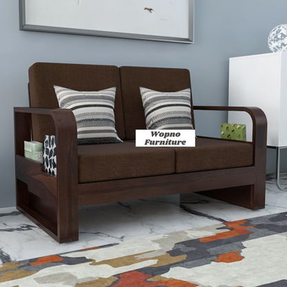 Juvric Solid Sheesham Wooden 2 Seater Sofa Set (Walnut Finish)
