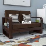 Juvric Solid Sheesham Wooden 2 Seater Sofa Set (Walnut Finish)
