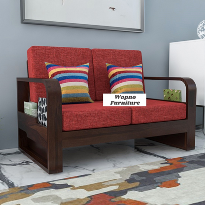 Juvric Solid Sheesham Wooden 2 Seater Sofa Set (Walnut Finish)