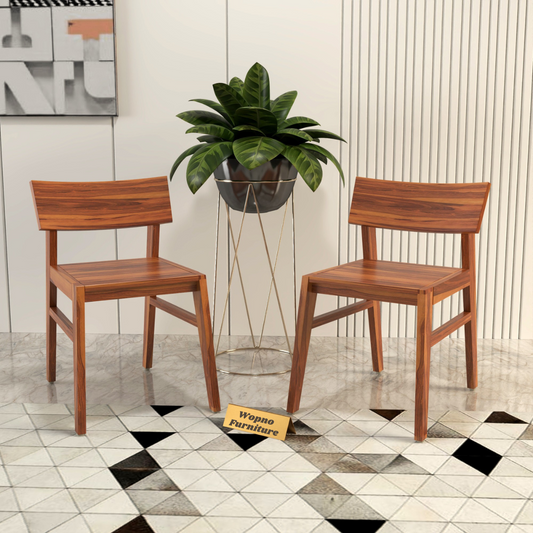 Torric Solid  Sheesham Wooden Two Dining Chair Set (Honey Finish)