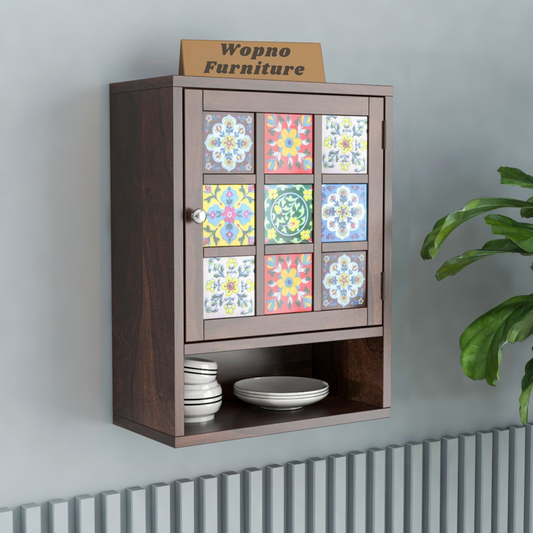 Qorven Solid  Sheesham Wood Kitchen Cabinet Wooden (Walnut Finish)