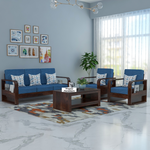 Brivon Sheesham Wooden 5 Seater Sofa Set (Walnut Finish)