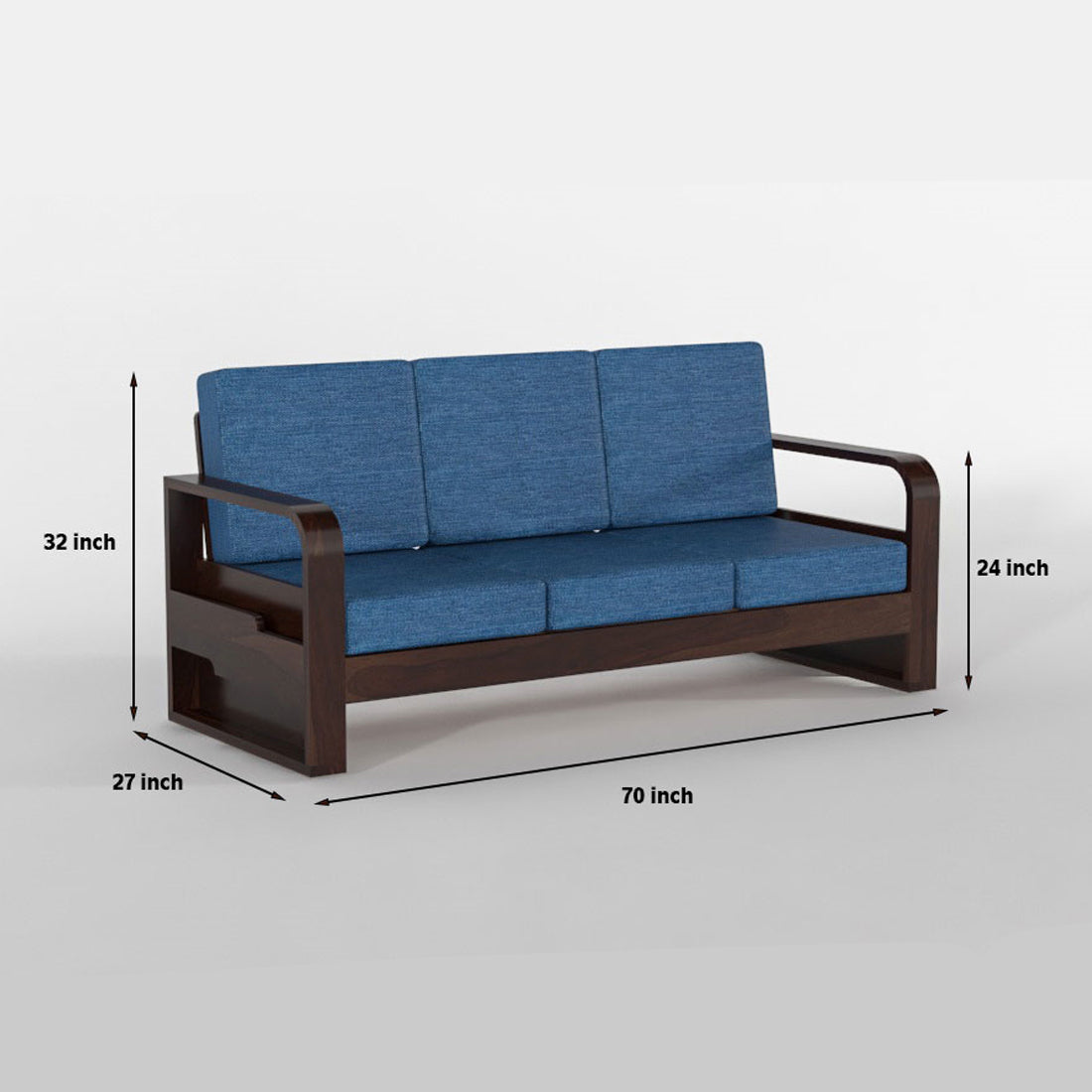 Brivon Sheesham Wooden 5 Seater Sofa Set (Walnut Finish)