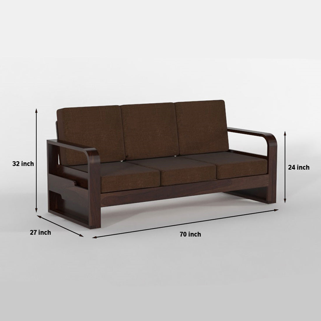 Zandor Sheesham Wooden 6 Seater Sofa Set (Walnut Finish)