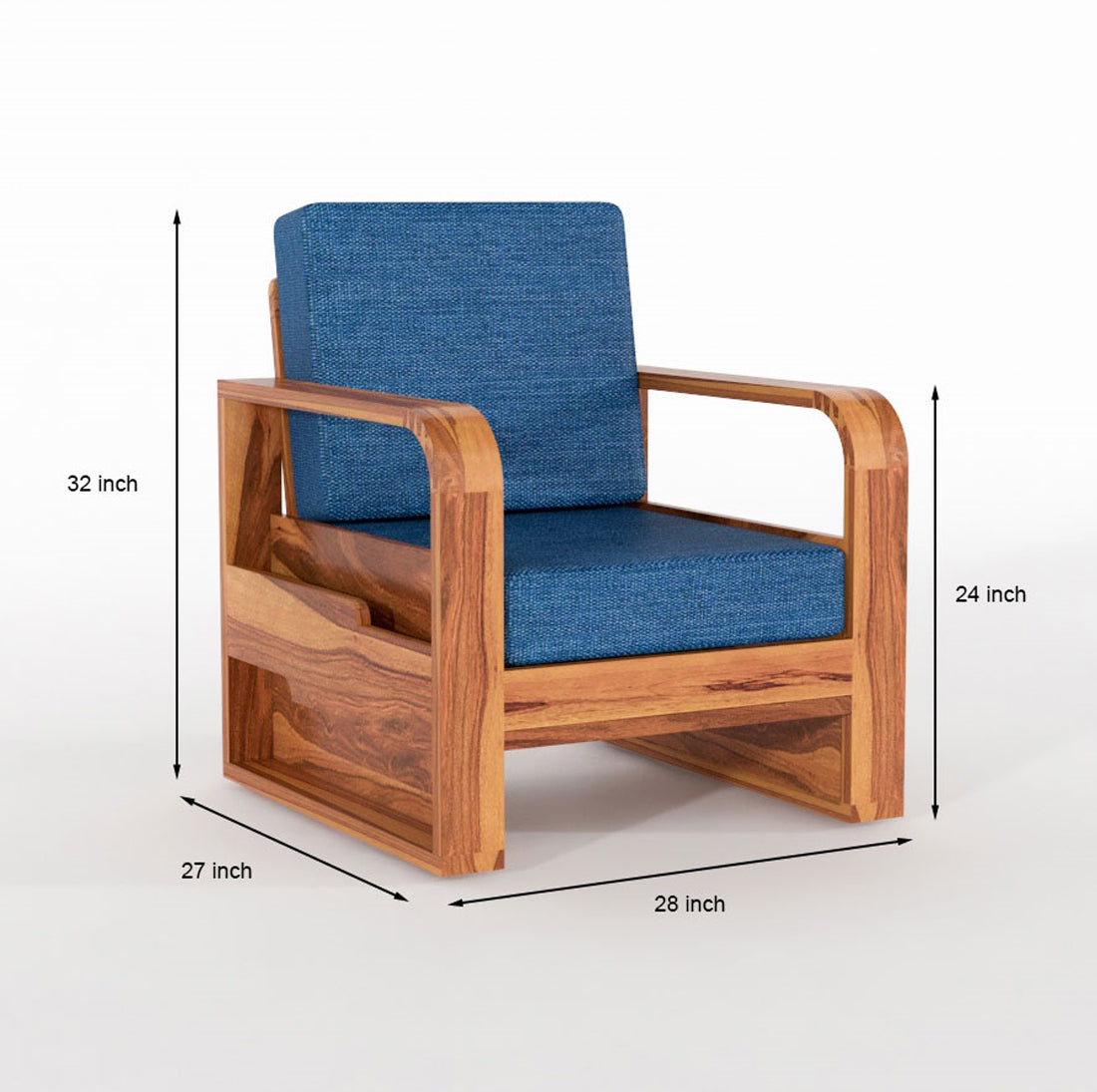 Brivon Sheesham Wooden 5 Seater Sofa Set (Honey Finish)